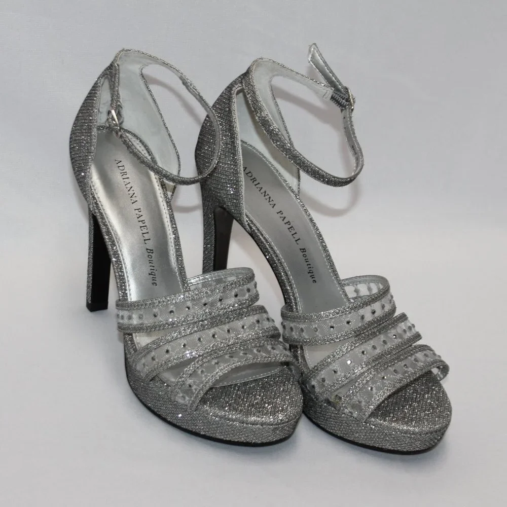 Adrianna Papell Boutique Silver Sparkle Platforms